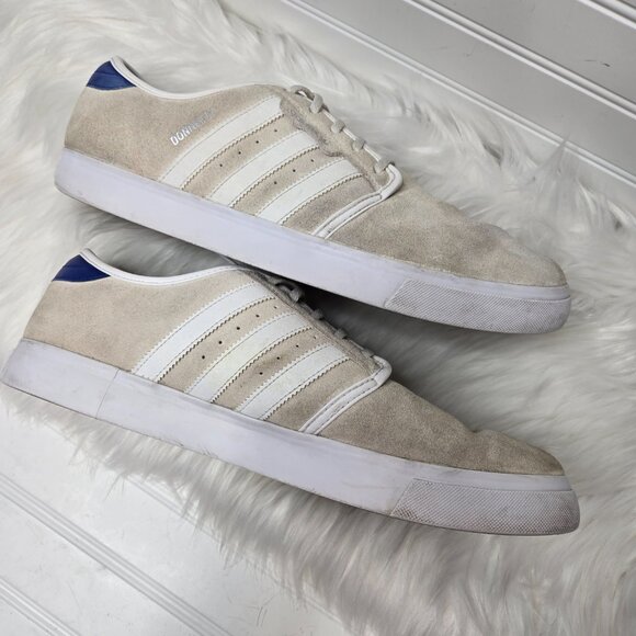 Adidas SEELEY White Cream Royal Skateboarding Men's Shoes Size 12 C76062 - Picture 3 of 9